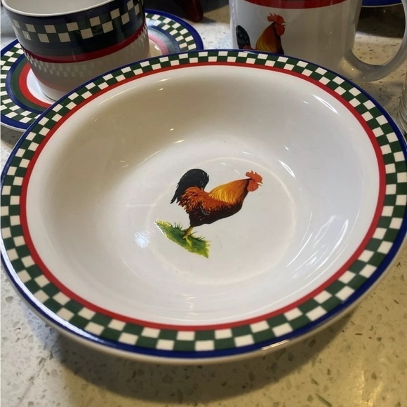 COPY - Ella's Rooster Bob Timberlake 7pc Set w/dinner plate, bowl, dessert, sau… - Picture 3 of 7